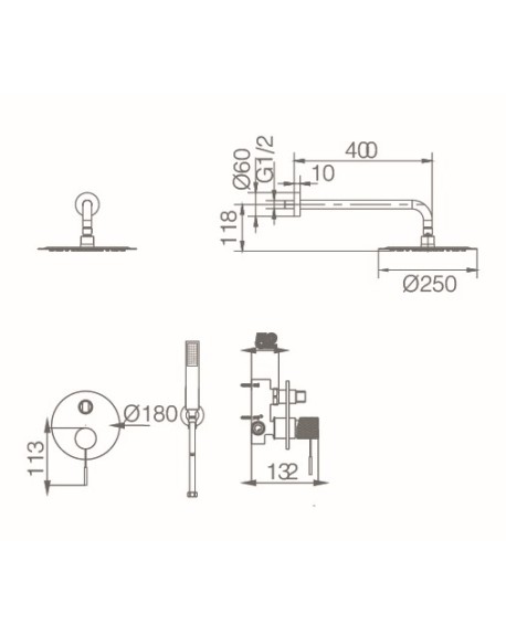 Grifo Ducha Empotrada Line IMEX