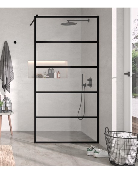 Mampara Panel Fijo de Ducha Fresh Decorado Industrial Líneas 100 KASSANDRA