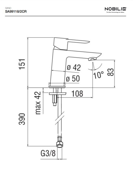 Grifo Lavabo Sand NOBILI